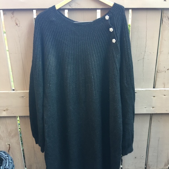 NWT🎉 Black Sparkly Holiday Sweater Dress Sz XL - Picture 2 of 15